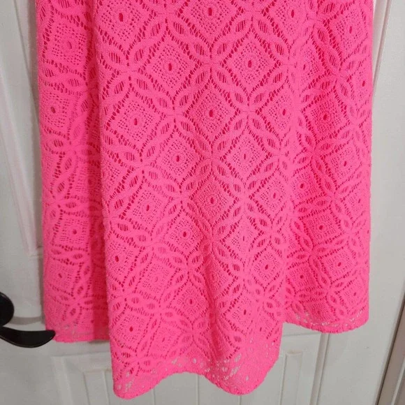 Lilly Pulitzer Womens Dress Jennilee Trellis Lace Barbie Pink Mini Fit Flare S - Picture 5 of 12
